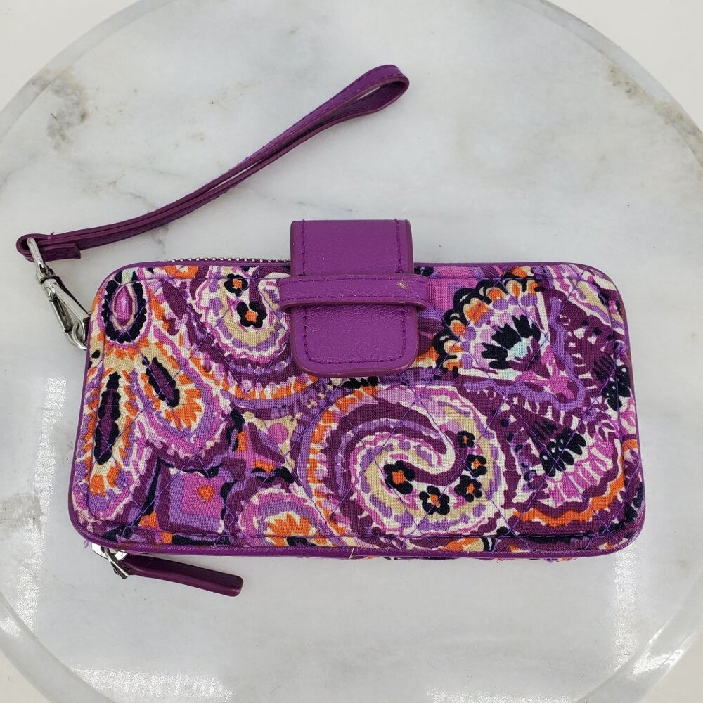 Vera‎ Bradley Dream Tapestry Smartphone Purple Paisley Wristlet Purse Bag